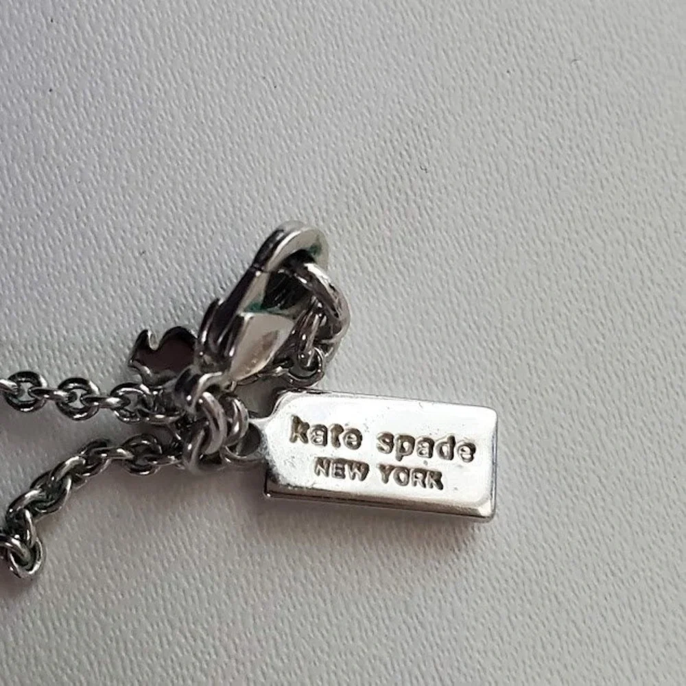 Kate Spade New York Silver Tone Yellow and Gray Stone Station Long Necklace